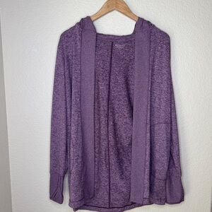Athleta Purple Hooded Open Front Cardigan Lightweight size S